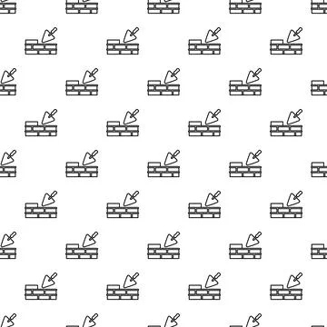 Brick wall trowel masonry construction works seamless pattern Illustrazione stock
