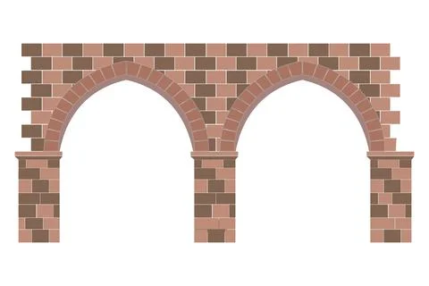 Brick wall with two arches on a white back Stock Illustration