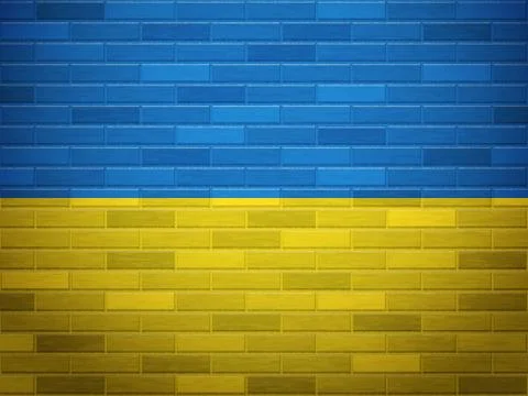 Brick wall Ukraine flag Stock Illustration