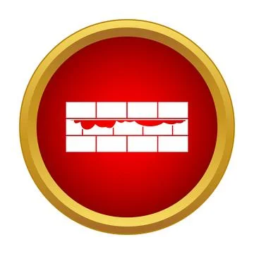 Brick wall under construction icon showing masonry mortar Stock Illustration