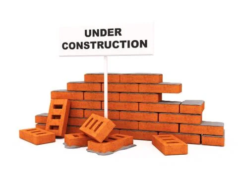 Brick wall under construction. Illustration. 스톡 일러스트