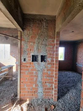 Brick wall under construction Stock Photos