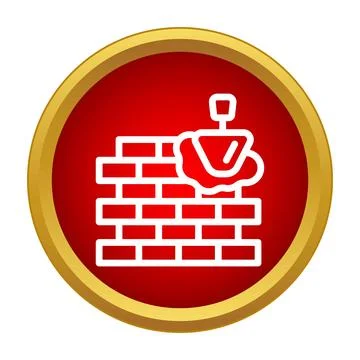 Brick wall under construction with trowel spreading mortar Stock Illustration