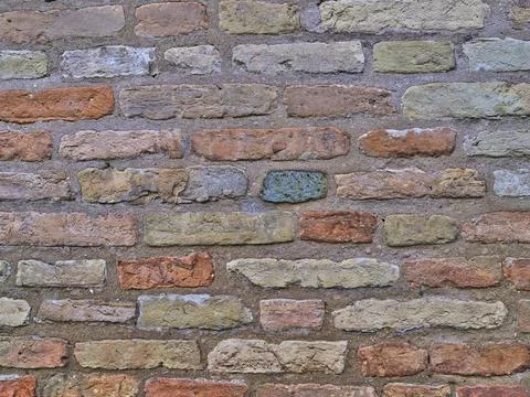 Brick wall with various colors and textures Stock Photos