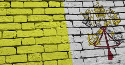 A brick wall with the vatican flag Video stock 337432709