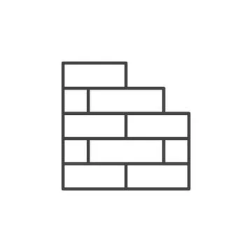 Brick wall vector concept outline icon or symbol Stock Illustration