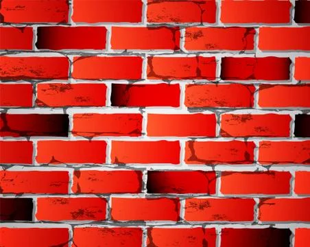 Brick wall. vector.red color with texture. Stock Illustration