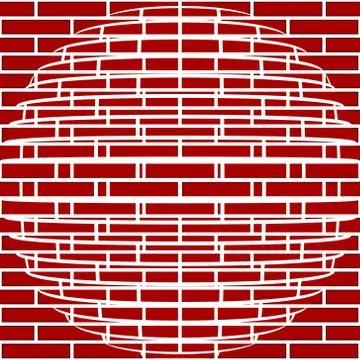 A brick wall with a warped look to it Ilustración de archivo