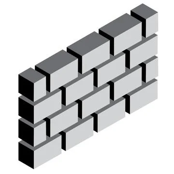 Brick wall on white background. firewall sign. brick wall Isometric template Stock Illustration