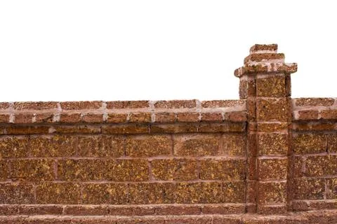 Brick wall white isolated Stock Photos