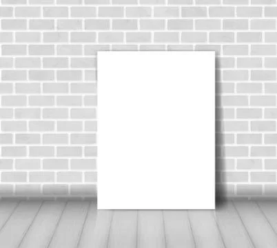 Brick wall with white paper sheet vector Stock Illustration