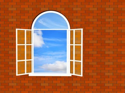 Brick wall with a window Stock Illustration