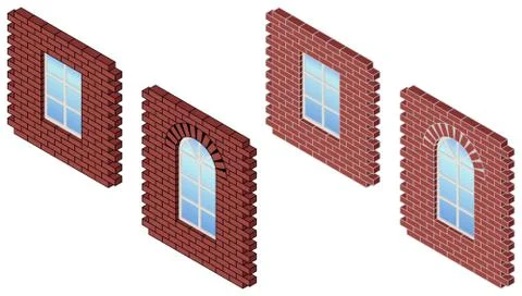 Brick wall with window Stock Illustration