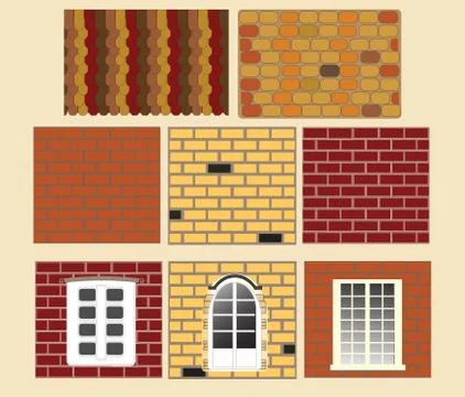 Brick wall with window. vector Stock Illustration