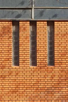 Brick wall windows Stock Photos