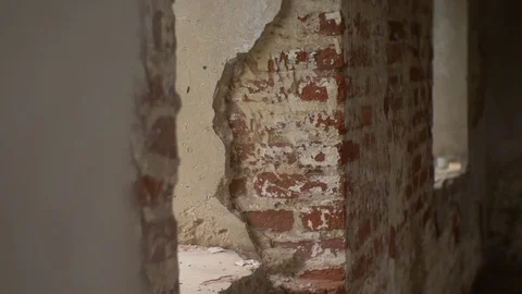Brick Walls of an Abandoned Church Stock Footage