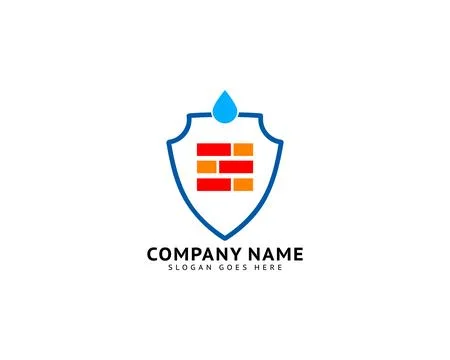 Brick waterproof logo design template Stock Illustration