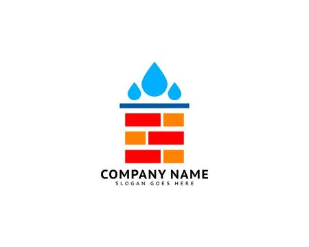 Brick waterproof logo design template Stock Illustration