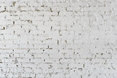 Brick white wall background. Old white stone brickwork. Stock Photos