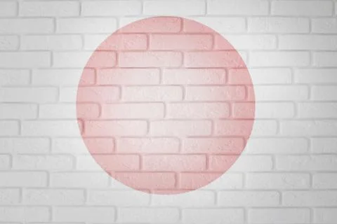 Brick white wall with the center highlighted in red color Stock Photos