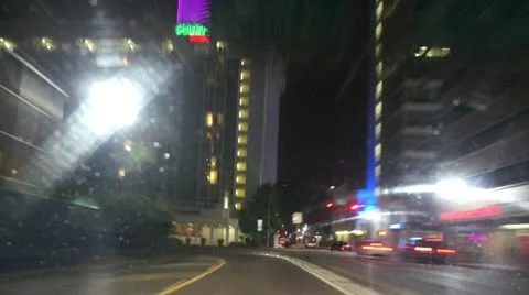 Brickell Drive at Night Stock Footage 20436359