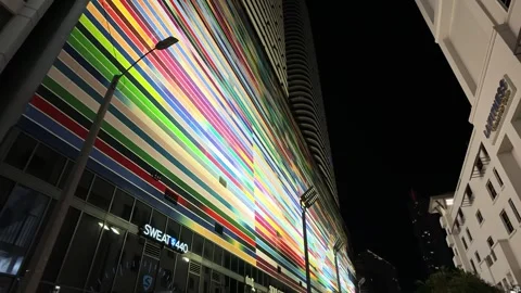 Brickell Heights building facade at night Miami Stock Footage 344976681