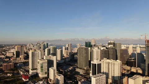Brickell rooftops under a late afternoon sky in Miami, Florida 库存影片 100114081