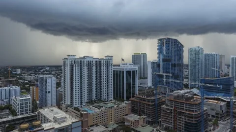 Brickell Skyline Storm Clouds - Aerial Timelapse - 4K Stock Footage 60982766