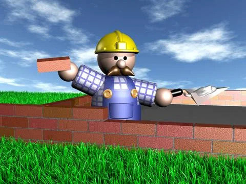 The Bricklayer A bricklayer going about his job laying bricks on a sunny d... Stock Photos