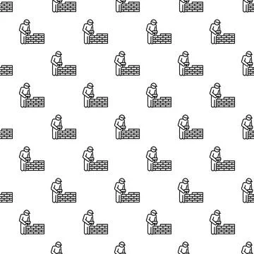 Bricklayer building wall seamless pattern for construction industry Stock Illustration