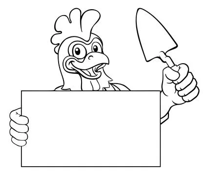 Bricklayer Chicken Rooster Trowel Tool Mascot イラスト素材