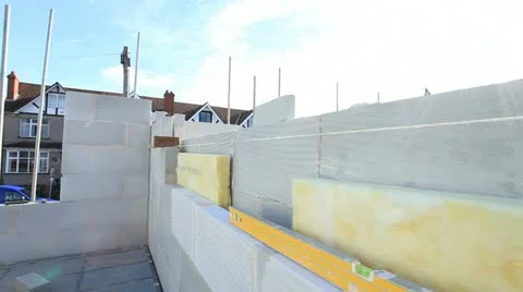 Bricklayer on construction site Stock Footage 12153285