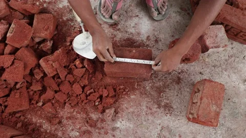 Bricklayer at a construction site Stock Footage 218997920