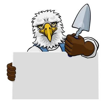 Bricklayer Eagle Bird Trowel Tool Handyman Mascot Stock Illustration
