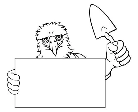 Bricklayer Eagle Bird Trowel Tool Handyman Mascot Stock Illustration