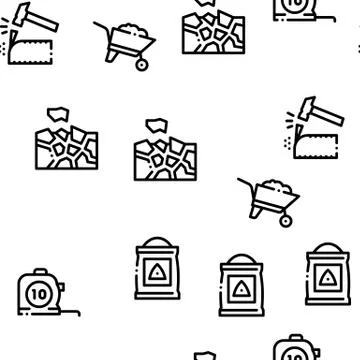 Bricklayer Industry Seamless Pattern Vector Stock Illustration