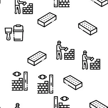 Bricklayer Industry Seamless Pattern Vector Stock Illustration