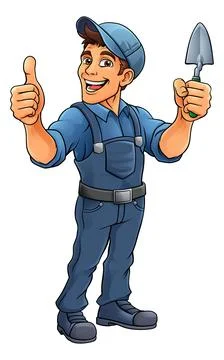 Bricklayer Mascot Tool Mason Construction Mascot Stock Illustration