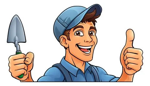 Bricklayer Mascot Tool Mason Construction Mascot Stock Illustration