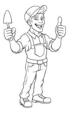 Bricklayer Mascot Tool Mason Construction Mascot Stock Illustration