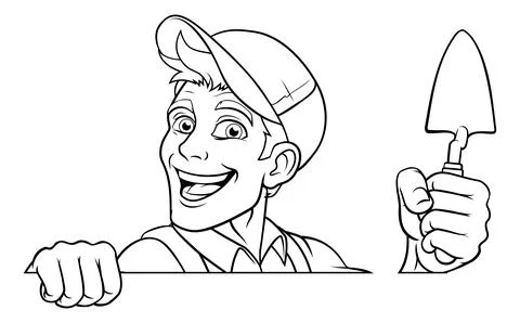 Bricklayer Mascot Tool Mason Construction Mascot Stock Illustration