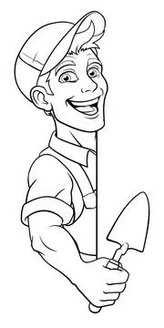 Bricklayer Mascot Tool Mason Construction Mascot Stock Illustration