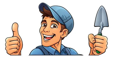 Bricklayer Mascot Tool Mason Construction Mascot Stock Illustration