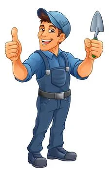 Bricklayer Mascot Tool Mason Construction Mascot Stock Illustration