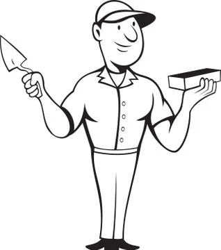 Bricklayer mason standing Stock Illustration