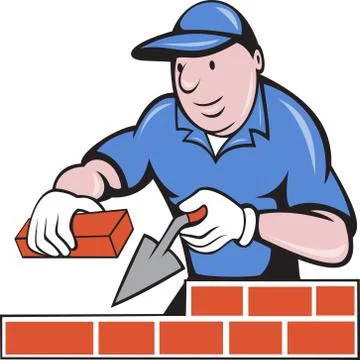 Bricklayer mason at work Illustrazione stock