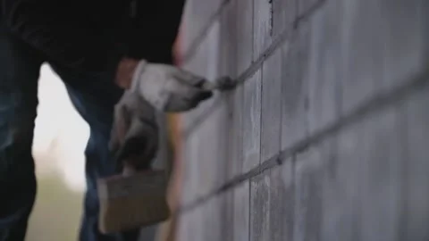 Bricklayer mortar joint 库存影片 230924196