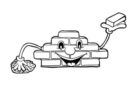 Bricklayer with smile Stock Illustration