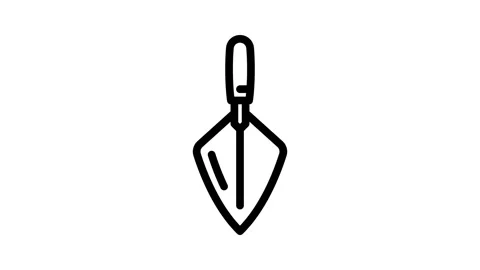 Bricklayer trowel civil engineer line icon animation Stock Footage 326763058