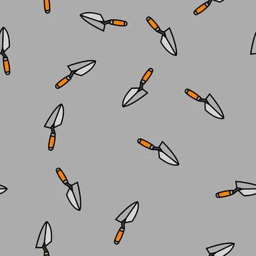 Bricklayer trowel civil engineer vector seamless pattern Stock Illustration